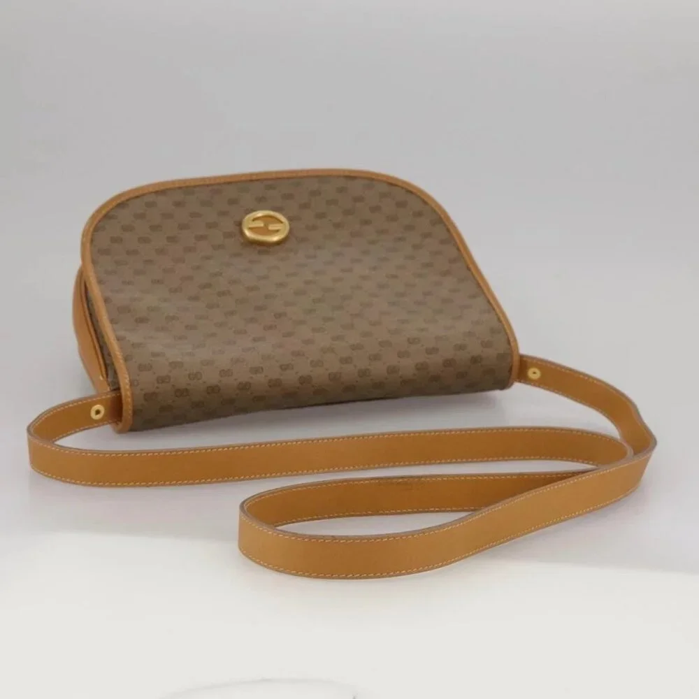 GUCCI Micro GG Supreme Shoulder Bag PVC Beige Brown Gold Auth 101967 - Picture 8 of 16